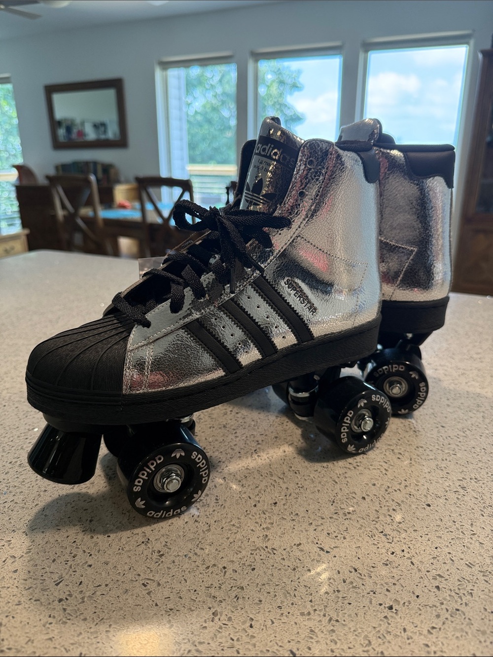 adidas Silver and Black Roller Skate Sneakers - Picture 3 of 11